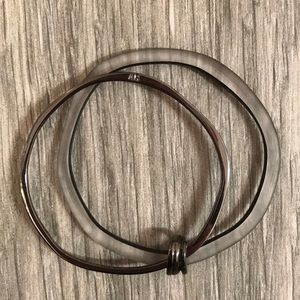 Alexis Bittar carved lucite metal bangle bracelet